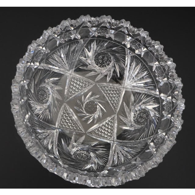 Late 19th Century American Brilliant Period Cut Crystal Bowl – 9" – Hobstar, Pinwheel & Fan Pattern For Sale - Image 5 of 10