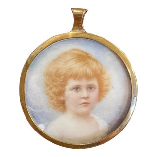 Antique Portrait Miniature of a Little Girl For Sale