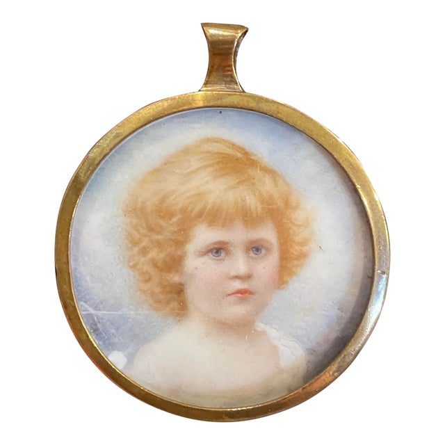 Antique Portrait Miniature of a Little Girl For Sale