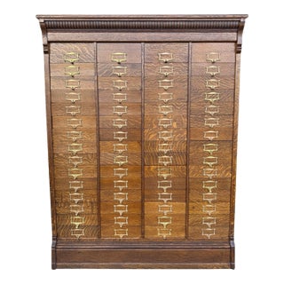 Antique Quarter-Sawn Vertical File Cabinet Ohmer & Sons 60 Slots For Sale