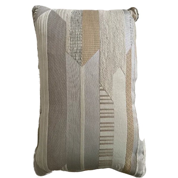 Pair of brand new jacquard lumbar pillows in Dedar Babelia T20021/002, an abstract pattern inspired by the Bauhaus textile...