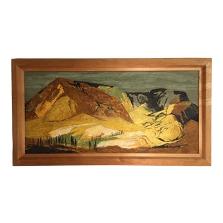 Vintage Abstract Mountainous Landscape Oil Painting Attributed to Ethel Magafan, Framed For Sale