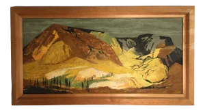 Vintage Abstract Mountainous Landscape Oil Painting Attributed to Ethel Magafan, Framed