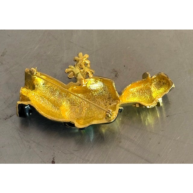 1950s Large Gold Tone Enameled Clown Brooch For Sale - Image 5 of 5