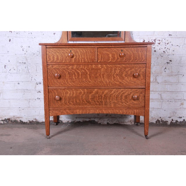Antique Tiger Oak Dresser With Swing Mirror, Circa 1900 Chairish