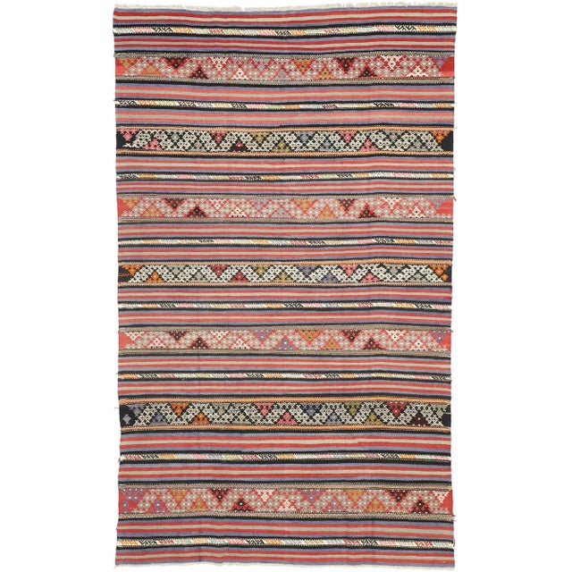 Red Vintage Turkish Kilim Rug - 05'10 X 09'06 For Sale - Image 8 of 8
