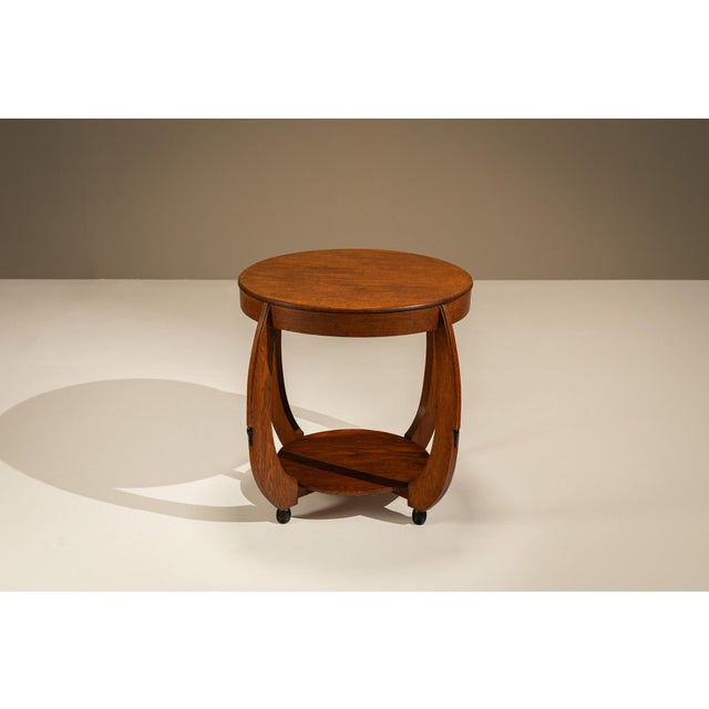 Amsterdam School Side Table in Oak with Curved Legs, 1920s For Sale - Image 4 of 11