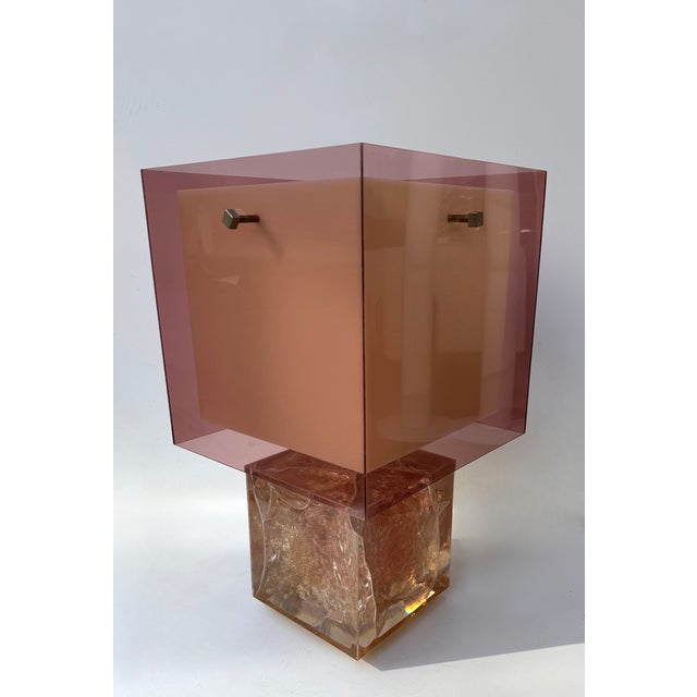 Mid-Century Modern Pair of Lamps Pink Fractal Resin by Selenova, Italy, 1970s For Sale - Image 3 of 14