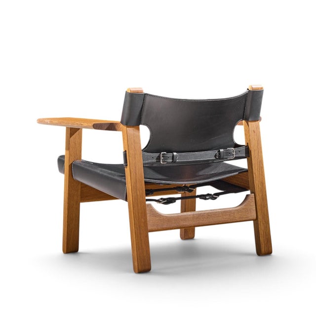 Brown Børge Mogensen for Fredericia Mid Century Oak and Leather Spanish Chairs - Pair For Sale - Image 8 of 13