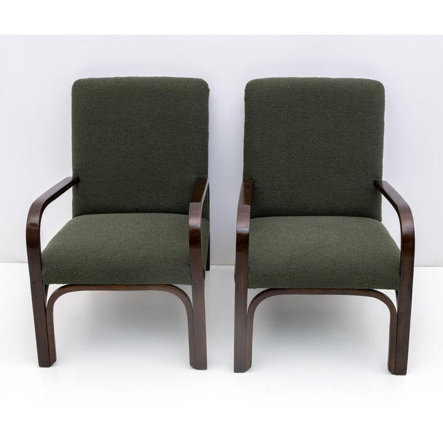 Art Deco Italian Green Boucle Armchairs and Small Sofa, 1930s, Set of 3 For Sale - Image 12 of 18