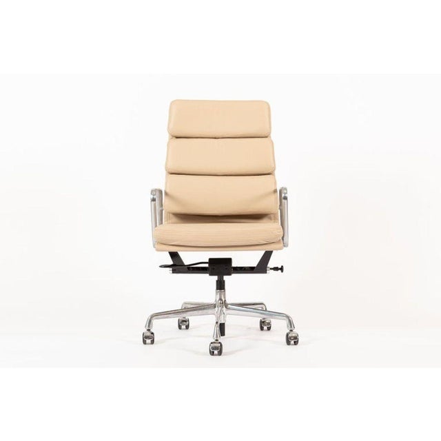 Beige Herman Miller Eames Tall Tan Leather Desk Chair Soft Pad Pair For Sale - Image 8 of 15