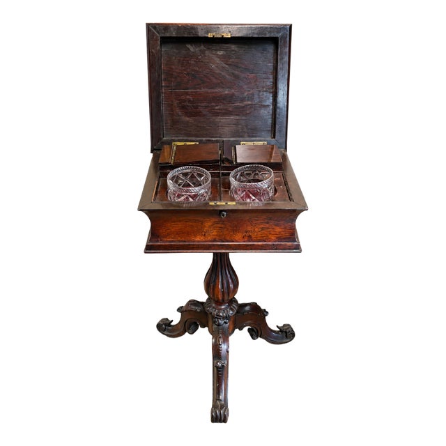 19th Century English Rosewood Teapoy Table For Sale