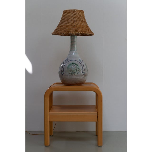Danish Modern Blue and Green Ceramic Table Lamp by Søholm, 1960s For Sale - Image 14 of 16