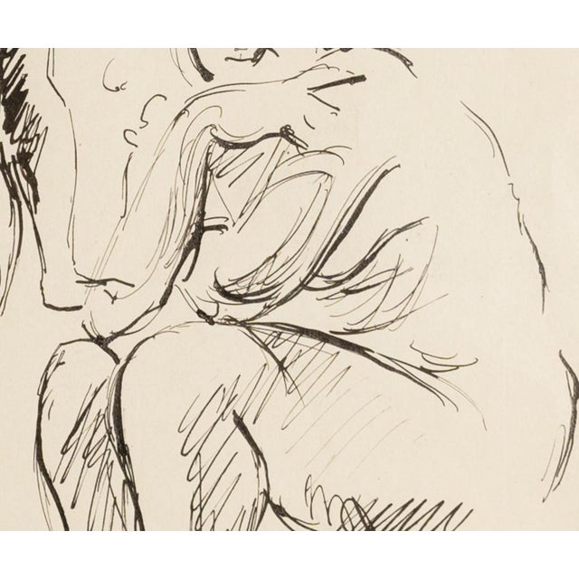 Figurative Late 1800's / Early 1900's Antique European Figure Study of Female Nude, Ink on Paper With Mat For Sale - Image 3 of 3