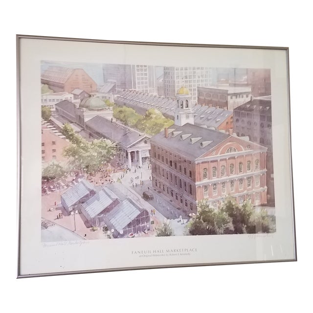 Robert E. Kennedy "Faneuil Hall Market Place" Pencil Signed Print For Sale
