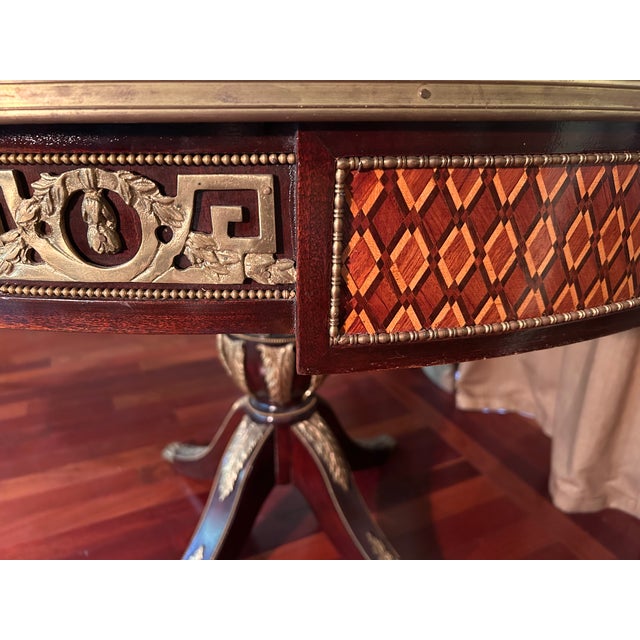 French 20th Century French Louis XVI-style Ormolu Center Table For Sale - Image 3 of 9