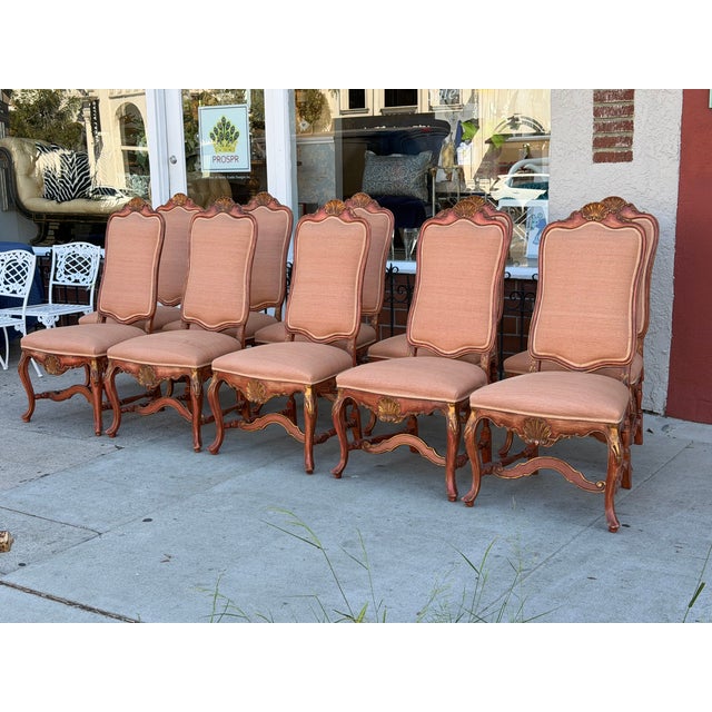 Set of 10 Dennis and Leen Rococo Style Painted Giltwood Dining Chairs For Sale - Image 9 of 9