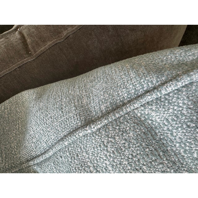 Dreamy Turquoise Tweed 22" Custom Made Pillows W/Down Insert-Pair For Sale - Image 4 of 5