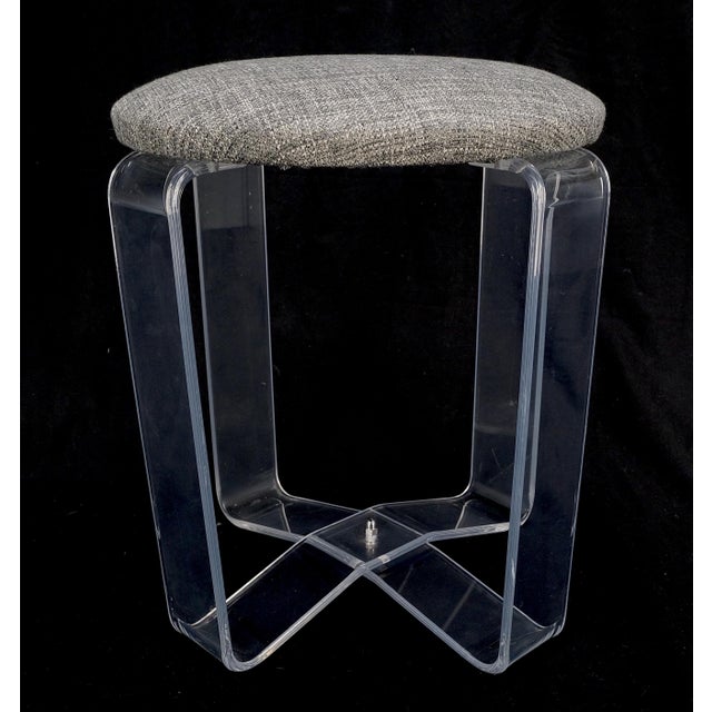 Bent Lucite Basket Weave Upholstery Piano Stool Bench Mid Century Modern MINT! For Sale - Image 6 of 8