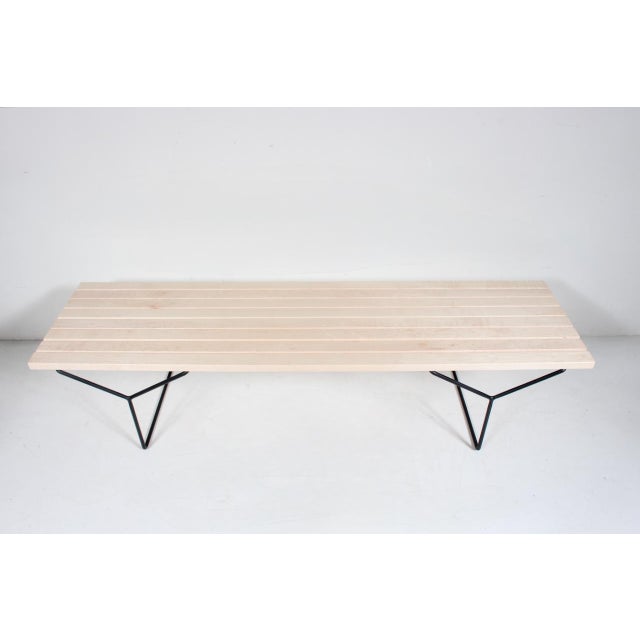 Attributed to Harry Bertoia for Knoll Birch & Black Iron Bench / Coffee Table C. 1970 For Sale - Image 6 of 18