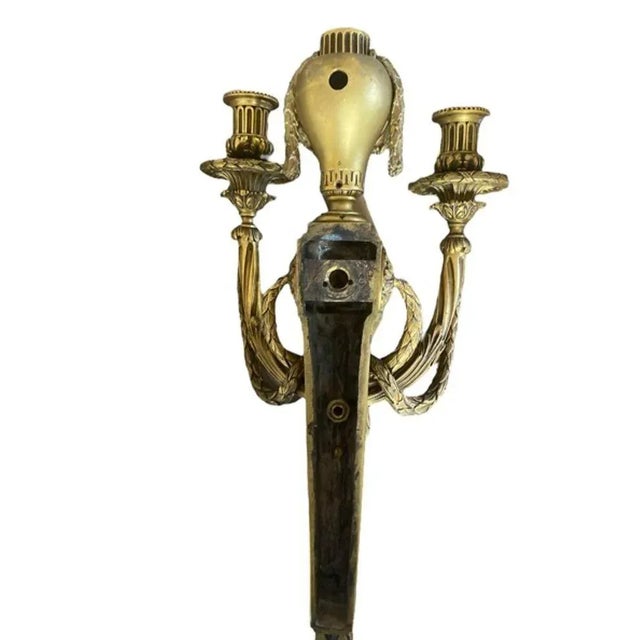 Metal A Pair of Louis XVI Style Gilt Bronze Wall Lights, Stamped C Within Diamond for Caldwell, Circa 1930 For Sale - Image 7 of 9