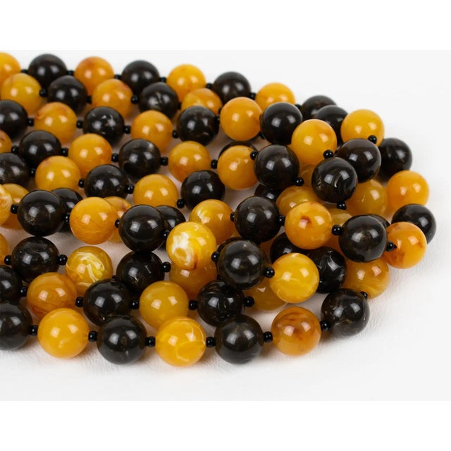 Tangerine Angela Caputi Tangerine and Black Beaded Multi-Strand Resin Necklace For Sale - Image 8 of 8