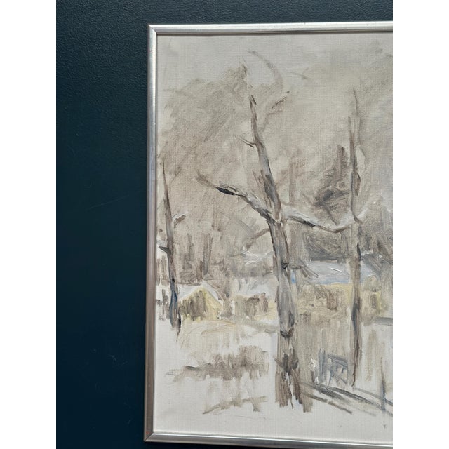Original Swedish Oil on Canvas – “Winter Trees” by Kj. Shemlot – Signed & Dated 1980 – Vintage & Framed – 69 × 54 cm...