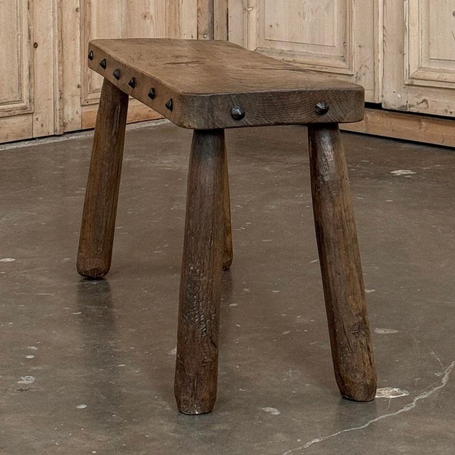 Rustic Mid-Century Brutalist Bench ~ Stool For Sale - Image 12 of 16