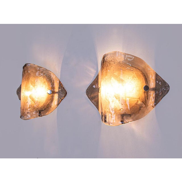 Kalmar Large Smoke Murano Glass Wall Lights from Kalmar, 1960s, Set of 2 For Sale - Image 4 of 13