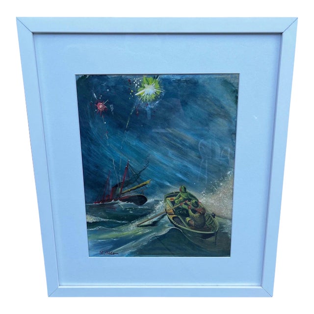 1970s Signed Gouache on Paper Artwork in the Style of Edward Hopper & Winslow Homer For Sale