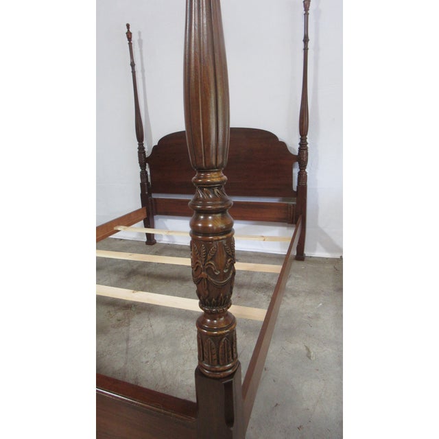 Chippendale Queen Size Poster Bed Carved James Sterling Cherry For Sale - Image 3 of 6