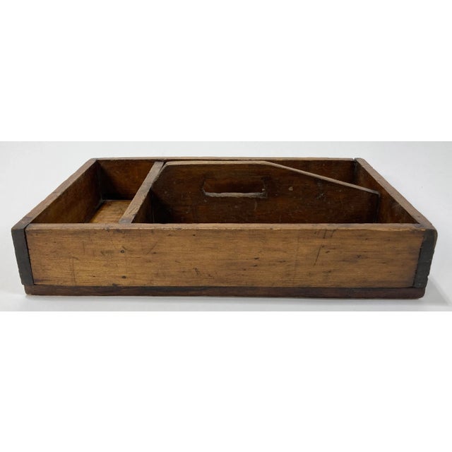 Farmhouse Vintage Handmade Wood Divided Toolbox Tray For Sale - Image 3 of 9