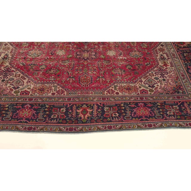 1970s Vintage Persian Handmade Wool 10x13 Red Area Rug For Sale - Image 10 of 13