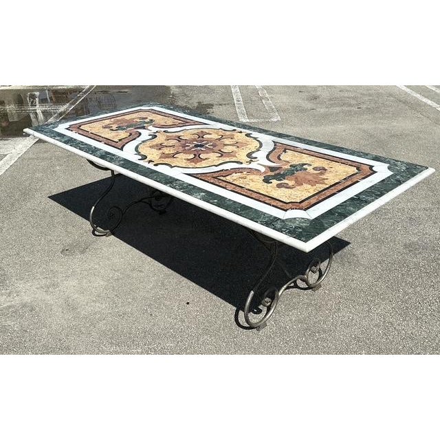 Jade Vintage Italian Pietra Dura Inlay Marble Dining Table For Sale - Image 8 of 13
