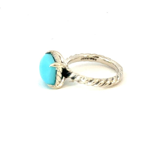 1990s 1990s David Yurman Turquoise Ring Size 7 Sterling Silver Estate, Size 7 For Sale - Image 5 of 7
