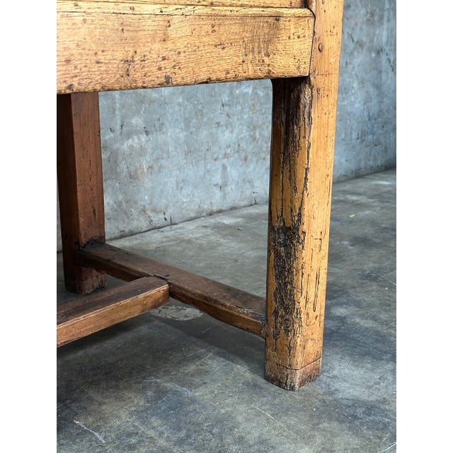 19th C French Draper’s Table Farmhouse Harvest Work Table 83” For Sale - Image 14 of 18
