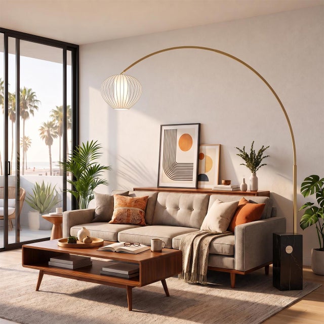 The Iconic Arc Lamp is a sophisticated arc lamp with a Weathered Brass steel body and a Sphere White Satin Steel shade,...