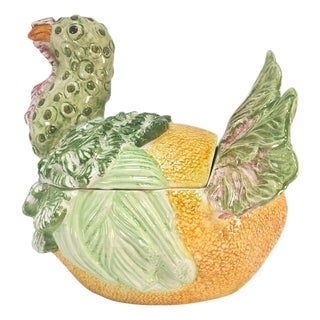 Late 20th Century Italian Majolica Turkey Tureen Arcimboldo Style For Sale