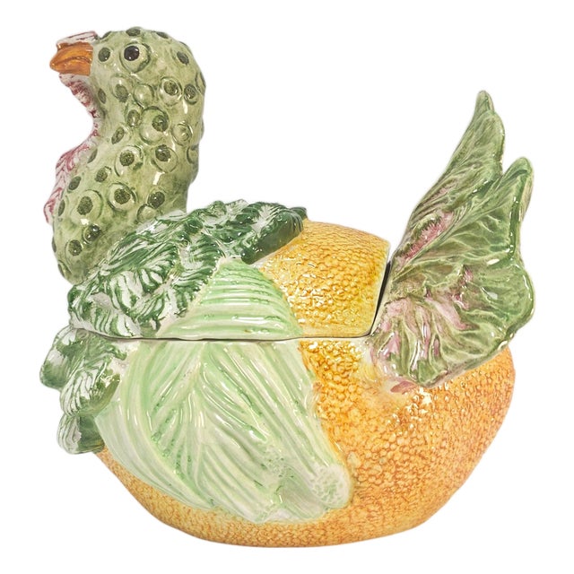 Late 20th Century Italian Majolica Turkey Tureen Arcimboldo Style For Sale