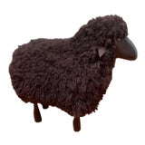 Lalanne Style Carved Wood Black Sheep Sculpture or Stool For Sale