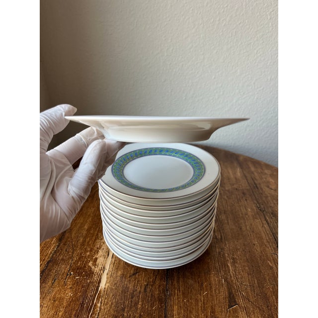 1990s Christofle Paris China Torsade Bleue Pattern Dinnerware Set- 85 Pieces For Sale - Image 10 of 12