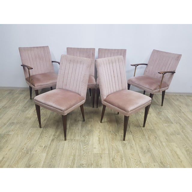 Wood Mid-Century Table and Chairs, 1960s-1970s, Set of 7 For Sale - Image 7 of 18