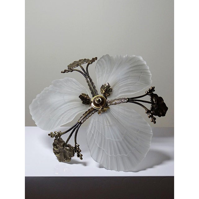 1980s Vintage Hollywood Regency Art Deco Style Bronze Seashell Chandelier from Mariner, 1980s-1990s For Sale - Image 5 of 16