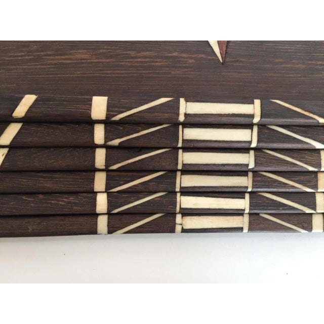 Antique Anglo-Indian Staking Wood Trays with Bone Inlays - Set of 6 For Sale - Image 4 of 13