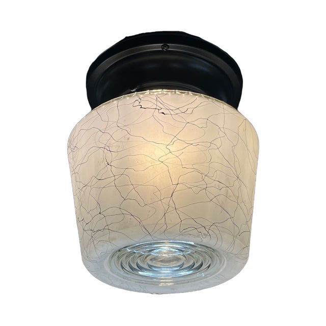 Excellent small globe with Midcentury string design on the the glass. We've paired it with a new but excellent quality (UL...