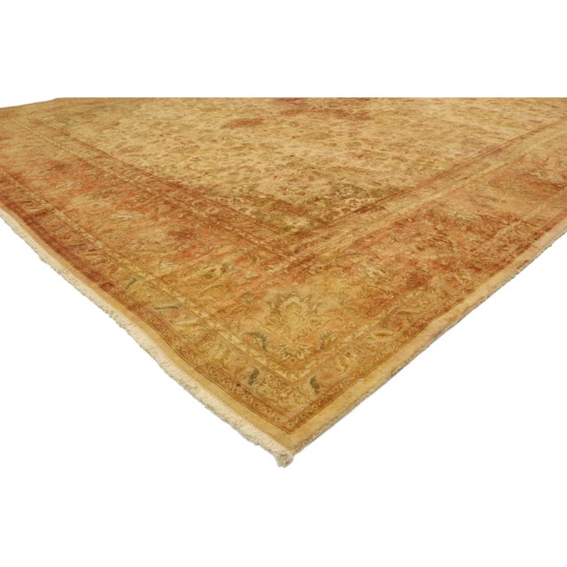 Vintage Persian Tabriz Rug with Rustic Mediterranean Tuscan Style 09'08 x 12'07. Emanating timeless elegance and warm,...