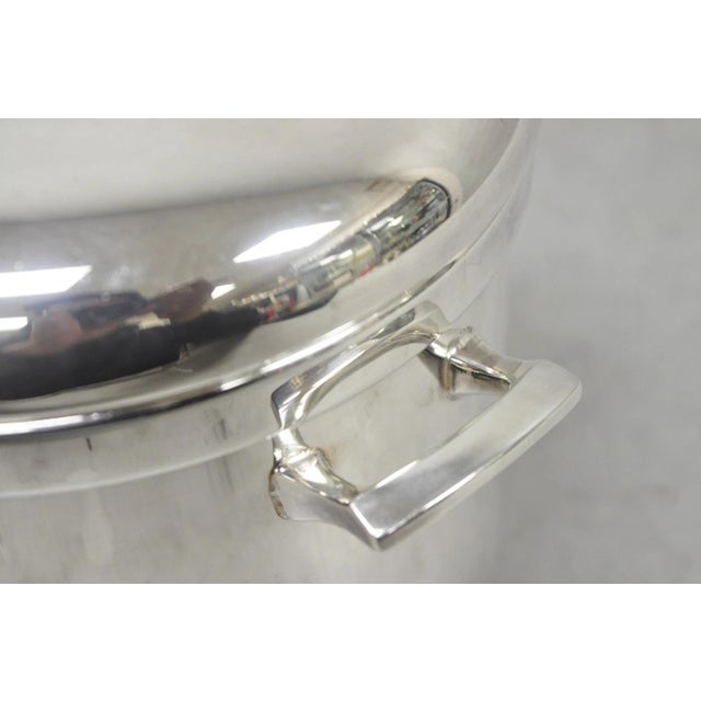 Mid 20th Century Vintage Sheffield Art Deco Silver Plated Glass Lined Covered Ice Bucket W/ Lid For Sale - Image 5 of 13