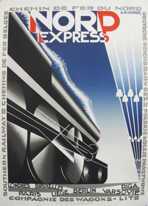 1989 Original Vintage Poster - Printer's Proof Tryptic - 3 Pieces - Cassandre - Nord Express