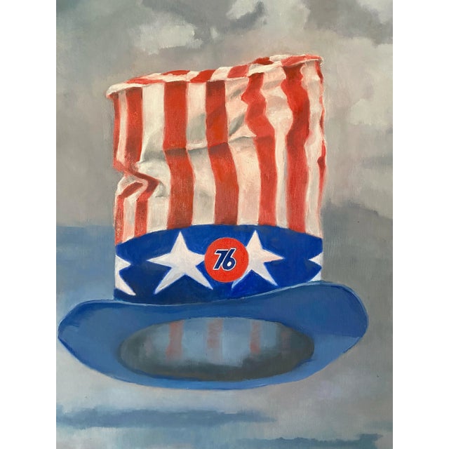 Blue Pat Berger American Hat Acrylic on Canvas Large Scale Art For Sale - Image 8 of 8