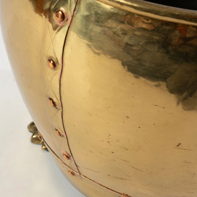 Brass Early 20th Century English Brass Paw Foot Jardiniere For Sale - Image 8 of 10